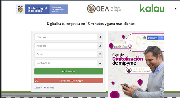 Creacion cuenta página web